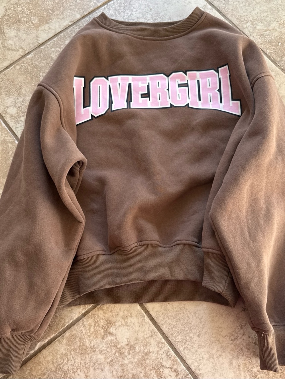 Bella Doña LOVERGIRL Brown Sweatshirt with Pink Lettering